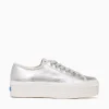 Online Keds triple up washed metallic Silver