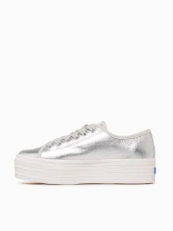 Online Keds triple up washed metallic Silver