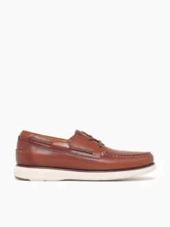 Sale Florsheim tropics moc toe boat chestnut lea Cognac