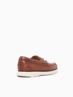 Sale Florsheim tropics moc toe boat chestnut lea Cognac