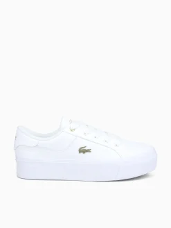 Discount Lacoste ziane platform wht gold leather White
