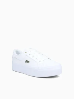 Discount Lacoste ziane platform wht gold leather White