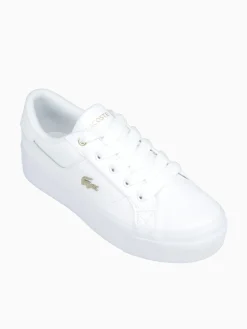 Discount Lacoste ziane platform wht gold leather White